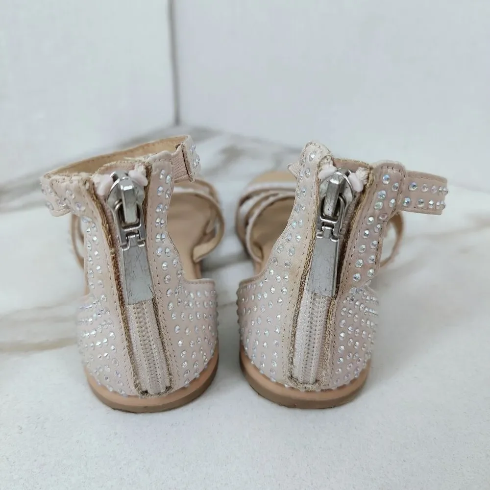 Cat & Jack Girls' Rainee Blush Rhinestone Gladiator Sandals, Sz 1